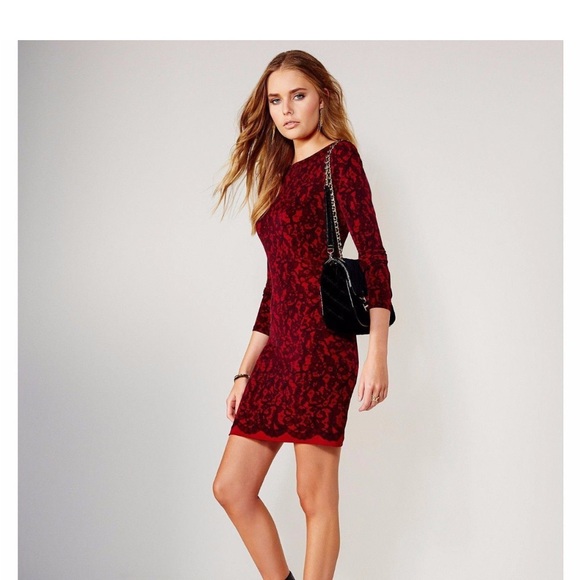 MICHAEL Michael Kors Cinnabar Red and Black Long Sleeve Pullover Dress - Picture 7 of 15